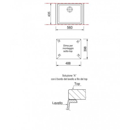 Akmens masės plautuvė Plados-Telma CUBE Undermount  ON5610ST  26TG Juoda matinė 3