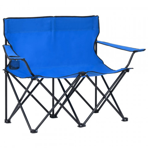Dvivietė sulankstoma stovyklavimo kėdė, mėlyna, plienas/audinys