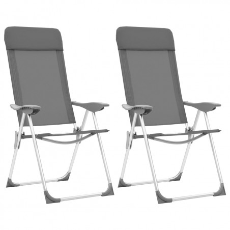 Sulankstomos kempingo kėdės, 2 vnt., pilkos, aliuminis