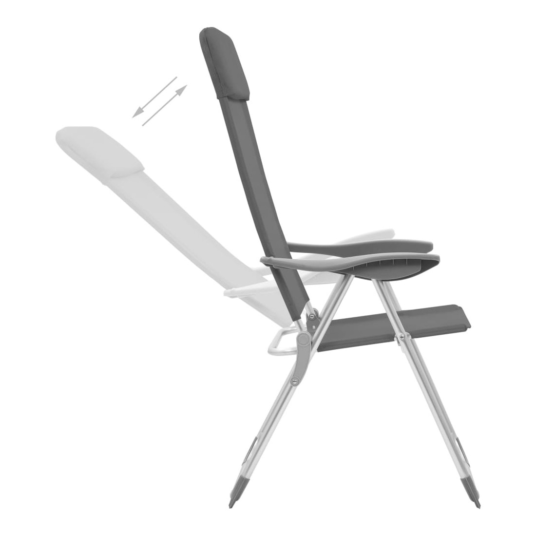 Sulankstomos kempingo kėdės, 2 vnt., pilkos, aliuminis 2