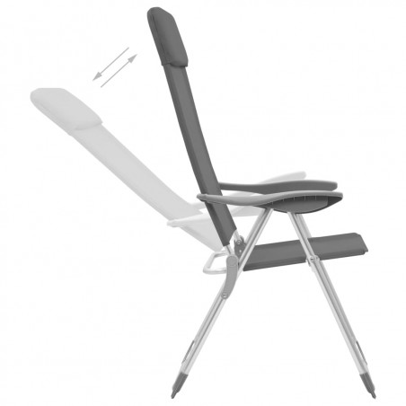 Sulankstomos kempingo kėdės, 2 vnt., pilkos, aliuminis 2