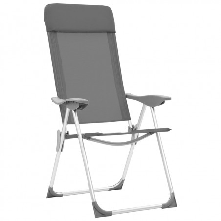 Sulankstomos kempingo kėdės, 2 vnt., pilkos, aliuminis 3