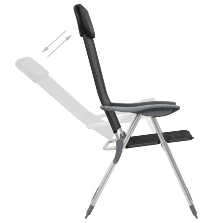 Sulankstomos kempingo kėdės, 2 vnt., juodos, aliuminis 4