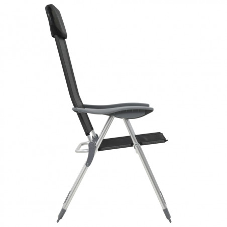 Sulankstomos kempingo kėdės, 2 vnt., juodos, aliuminis 6