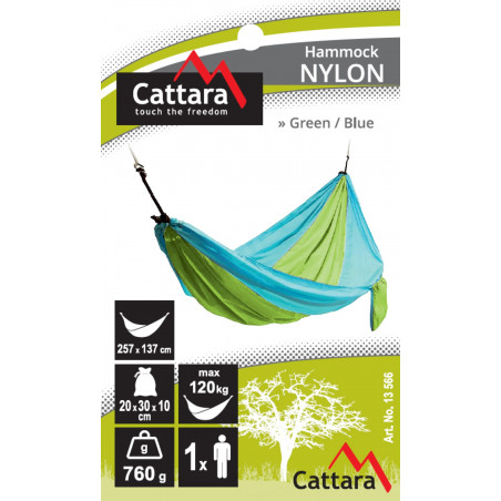 Hamakas Cattara Nylon – žalias-mėlynas 275 x 137 cm 4