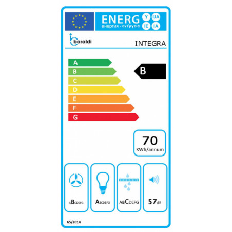 Ner.plieno spalvos T formos prie sienos montuojamas gartraukis Baraldi Integra Inside 56cm 380m3/h 4