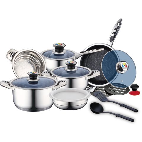 Royalty Line RL-16RGNM: 16 Pieces Premium Stainless Steel Cookware Set
