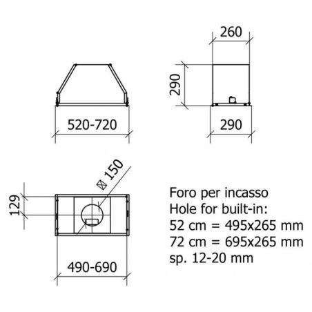 Ner.plieno spalvos į spintelę montuojamas gartraukis Baraldi BLOCK Star Plus 72 cm 800m3/h 3