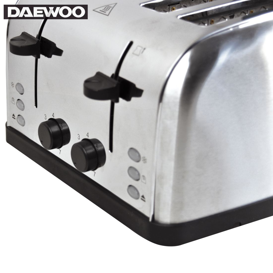 Daewoo SYM-1304: Nerūdijančio plieno duonos skrudintuvas – 4 stalčiai, 4 riekelės 5