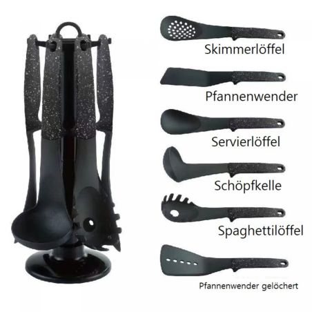 Cheffinger CF-UT03: 6 dalių įrankių rinkinys su besisukančiu stovu, juoda 4