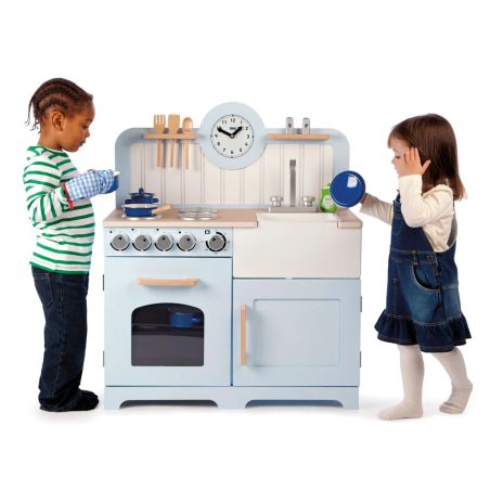 Tidlo didelė medinė žaislinė virtuvėlė (mėlyna) 2