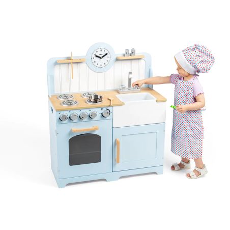 Tidlo didelė medinė žaislinė virtuvėlė (mėlyna) 13