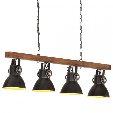 Lubinis šviestuvas, juodas, mango mediena, pramoninio dizaino