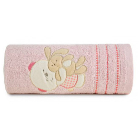 Medvilninis vaikiškas vonios rankšluostis MEŠKINAS (rožinė)